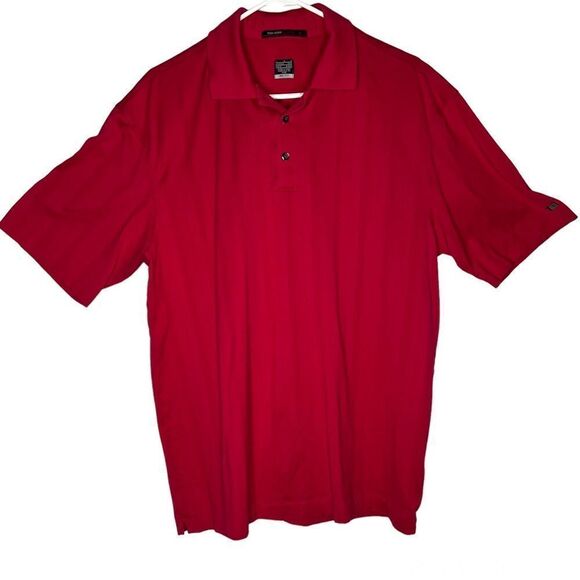 Tiger Woods Collection Red Dri-Fit Short Sleeve Men's Golf  Polo Shirt Sz Large - Picture 1 of 11